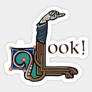 Look! Manicule W 14C Maastricht Psalter parody Sticker